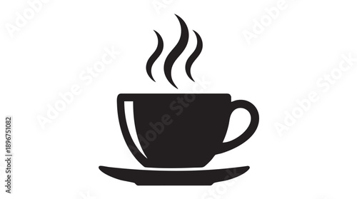 Black Steaming Coffee Cup Icon Vector