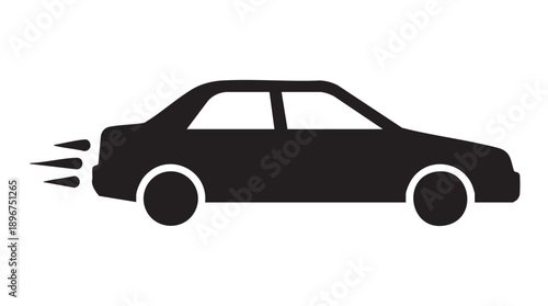 Black Sedan Car Speed Icon Vector