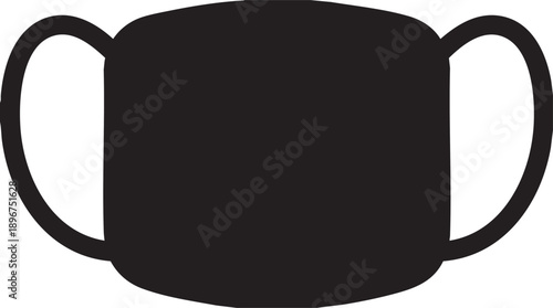 Black silhouette of a reusable fabric face mask with ear loops