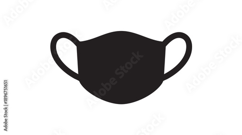 Black Fabric Face Mask Silhouette Vector Icon