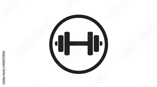 Black Dumbbell Weightlifting Icon in Circle Vector