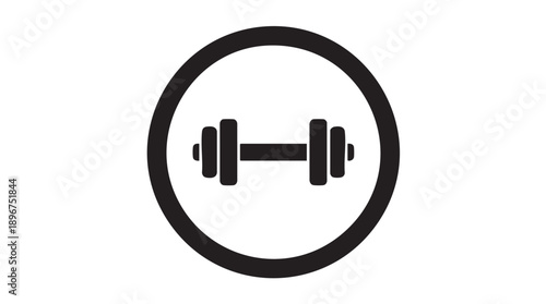 Black Dumbbell Weightlifting Icon in Circle Vector