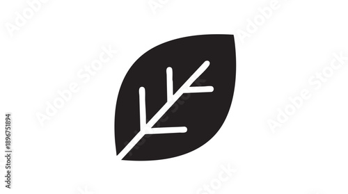 Minimalist Black Leaf Icon Vector