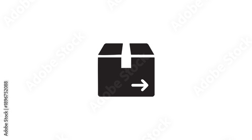 Black Outbound Shipping Box Arrow Vector Icon
