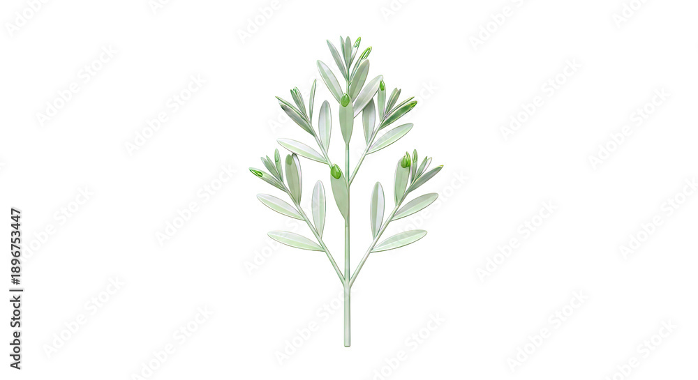 Fototapeta premium Green Plant Stem with Leaves and Droplets