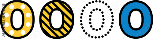 Clean uppercase letter O in four styles, suitable for education, branding, posters, logos, and kids design