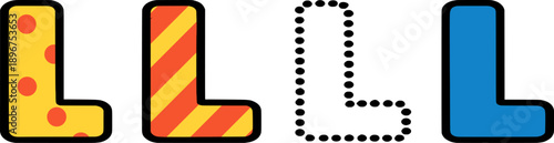 Clean uppercase letter L in four styles, suitable for education, branding, posters, logos, and kids design