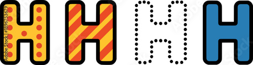 Clean uppercase letter H in four styles, suitable for education, branding, posters, logos, and kids design