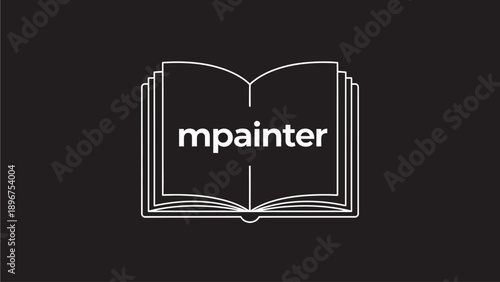 Minimalist Open Book Outline Icon Vector Graphic on Dark Background Representing Digital Education, Learning, and Content Creation