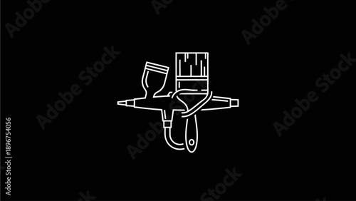Airbrush and Paintbrush Icon Illustration. Artistic Tools Symbol for Painting, Art, and Creative Design Concepts.