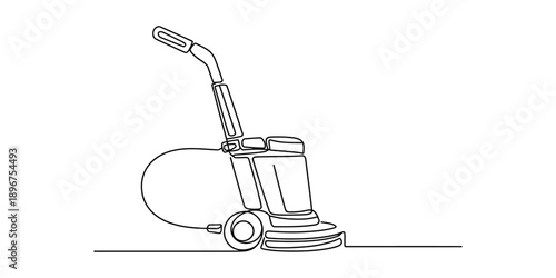 Continuous line drawing of a floor polisher machine for cleaning services Vector, illustration