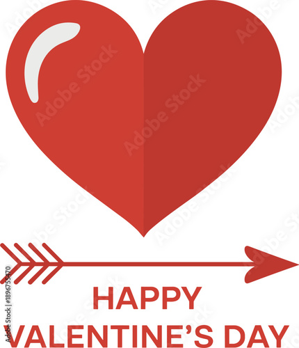 Valentine heart illustration, love symbol, red arrow design, festive graphic, romantic message, celebration art, bold typography, affection theme