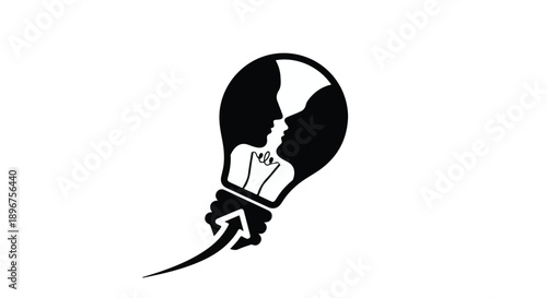 Insightful lightbulb symbol with two faces, reflecting partnership and innovative thinking