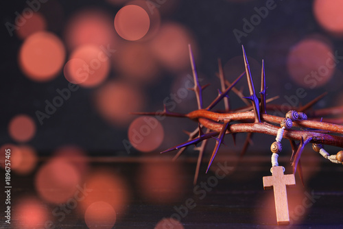 Crown of thorns and beads w...