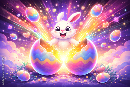 Buntes Osterhasen Design - Osterfest Wallpaper - Schöne Oster Bild - Osterhasen Poster