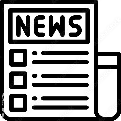 newspaper line icon. Clean and minimalist vector icon for websites, mobile apps, presentations, and logos. Fully scalable and customizable for any project.