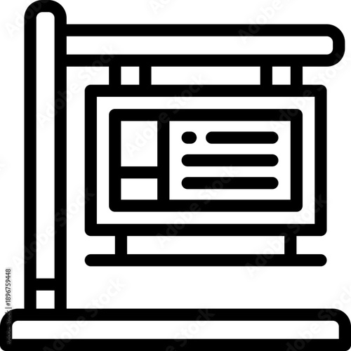 signboard line icon. Clean and minimalist vector icon for websites, mobile apps, presentations, and logos. Fully scalable and customizable for any project.