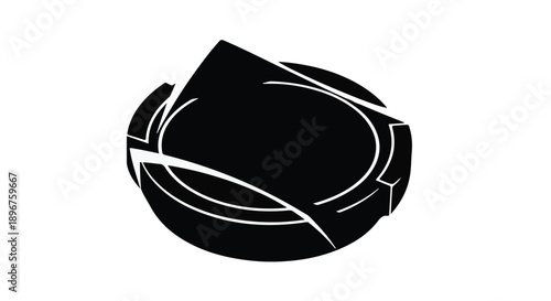 Dynamic abstract circular form with fractured segments creating a sense of motion and modern design