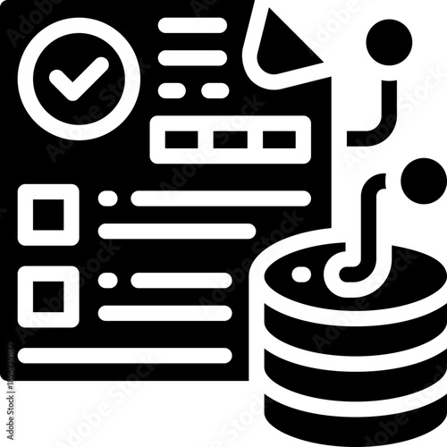 data verification glyph icon. Strong and solid vector icon for websites, mobile interfaces, presentations, and visual branding. High quality and easy to edit.