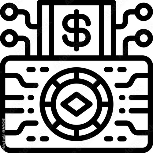 crypto payment line icon. Clean and minimalist vector icon for websites, mobile apps, presentations, and logos. Fully scalable and customizable for any project.