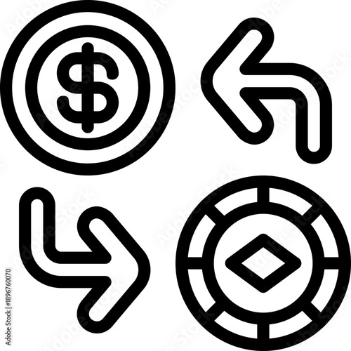 exchange line icon. Clean and minimalist vector icon for websites, mobile apps, presentations, and logos. Fully scalable and customizable for any project.