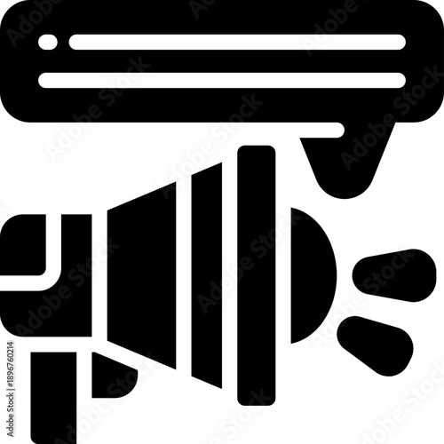 megaphone glyph icon. Strong and solid vector icon for websites, mobile interfaces, presentations, and visual branding. High quality and easy to edit.