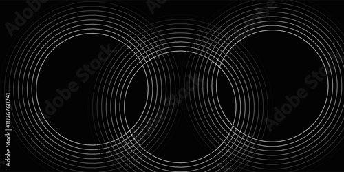 Create a bold look with a centric circle background featuring vector graphics of sound waves.