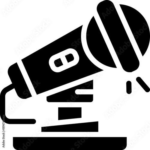 microphone glyph icon. Strong and solid vector icon for websites, mobile interfaces, presentations, and visual branding. High quality and easy to edit.