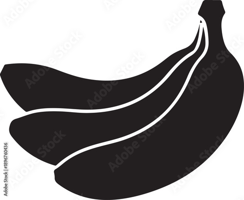 Simple Banana Silhouettes: a close-up image showcases a cluster of ripe bananas. Featuring a bold, clean silhouette, ideal for creative projects. 