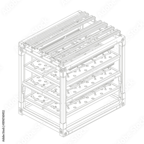 Three Tiered Server Rack Illustration.