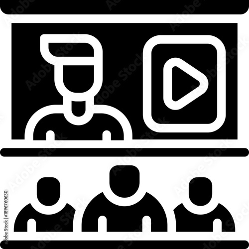 seminar glyph icon. Strong and solid vector icon for websites, mobile interfaces, presentations, and visual branding. High quality and easy to edit.