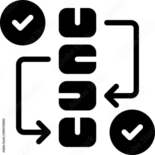 workflow glyph icon. Strong and solid vector icon for websites, mobile interfaces, presentations, and visual branding. High quality and easy to edit.