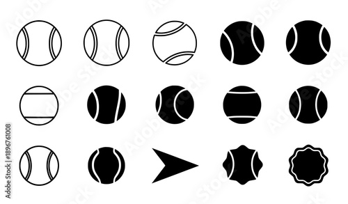 Simple tennis ball vector icon collection with trendy flat sports symbols for apps and web interfaces