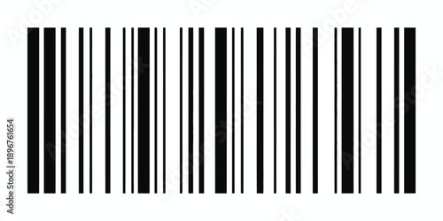 Barcode vector icon, black bar code symbol, realistic retail scan label design.