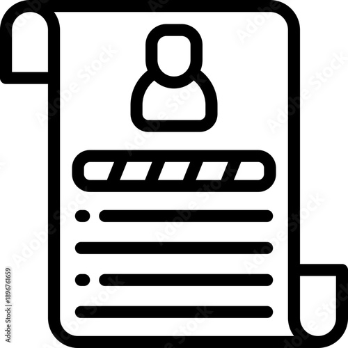 Resume line icon. Clean and minimalist vector icon for websites, mobile apps, presentations, and logos. Fully scalable and customizable for any project.