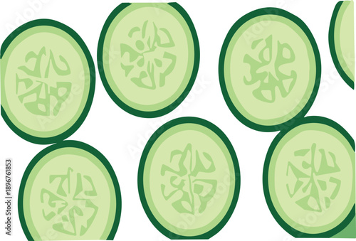 Healthy food concept featuring sliced cucumber pieces in simple minimal flat style vector illustration