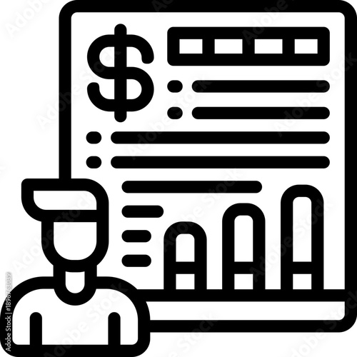 investor line icon. Clean and minimalist vector icon for websites, mobile apps, presentations, and logos. Fully scalable and customizable for any project.