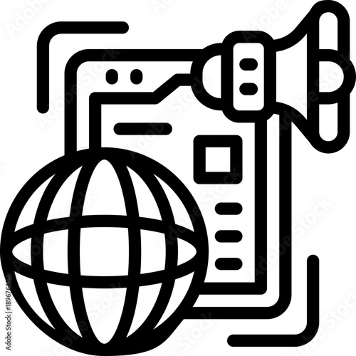 worldwide line icon. Clean and minimalist vector icon for websites, mobile apps, presentations, and logos. Fully scalable and customizable for any project.