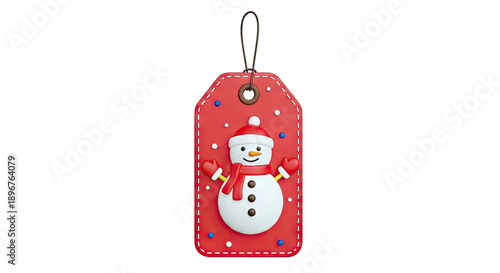 Christmas Gift Tag with Snowman Illustration
