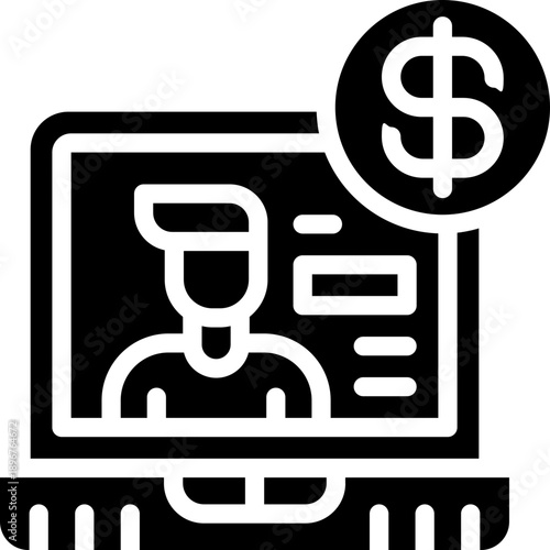 freelance glyph icon. Strong and solid vector icon for websites, mobile interfaces, presentations, and visual branding. High quality and easy to edit.