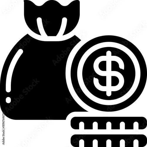 income glyph icon. Strong and solid vector icon for websites, mobile interfaces, presentations, and visual branding. High quality and easy to edit.