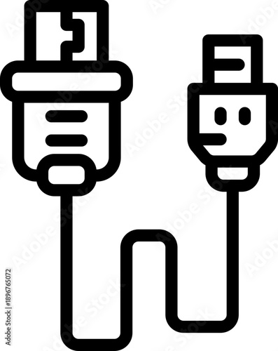 usb cable line icon. Clean and minimalist vector icon for websites, mobile apps, presentations, and logos. Fully scalable and customizable for any project.