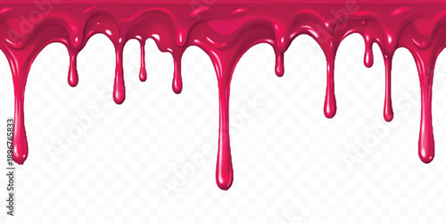 realistic 3d colorful liquid paint dripping down in different style isolated on transparent background