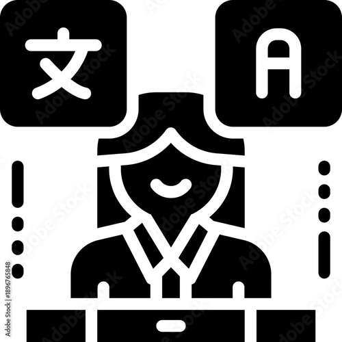 translation glyph icon. Strong and solid vector icon for websites, mobile interfaces, presentations, and visual branding. High quality and easy to edit.