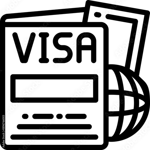 visa line icon. Clean and minimalist vector icon for websites, mobile apps, presentations, and logos. Fully scalable and customizable for any project.