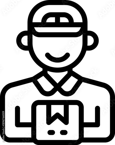 delivery man line icon. Clean and minimalist vector icon for websites, mobile apps, presentations, and logos. Fully scalable and customizable for any project.