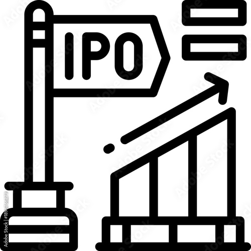 ipo line icon. Clean and minimalist vector icon for websites, mobile apps, presentations, and logos. Fully scalable and customizable for any project.