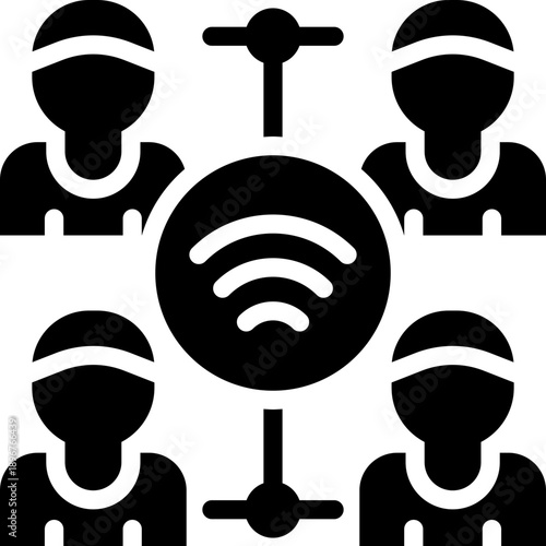 telecommuting glyph icon. Strong and solid vector icon for websites, mobile interfaces, presentations, and visual branding. High quality and easy to edit.