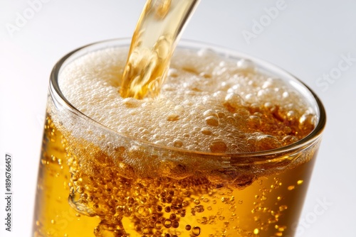 Wallpaper Mural Golden Beverage Pouring into a Glass with Bubbling Foam Rising Up Torontodigital.ca