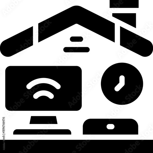 working at home glyph icon. Strong and solid vector icon for websites, mobile interfaces, presentations, and visual branding. High quality and easy to edit.